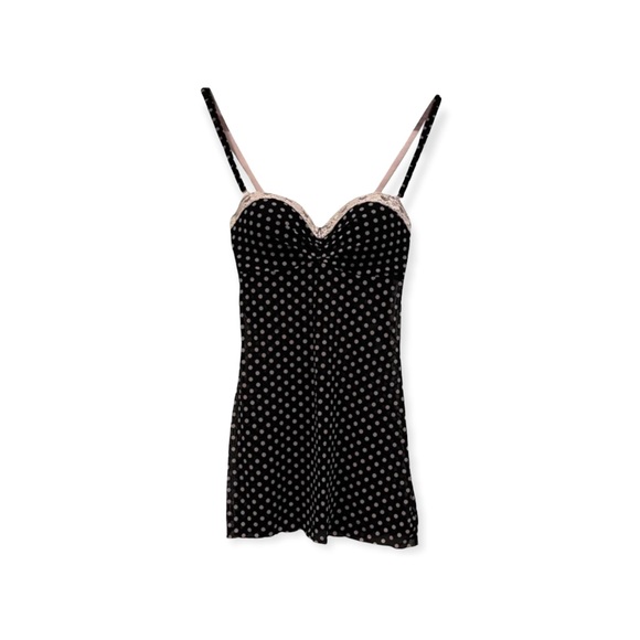 Victoria’s Secret Black and White Lace Poka Dot Babydoll Chemise - Picture 1 of 3